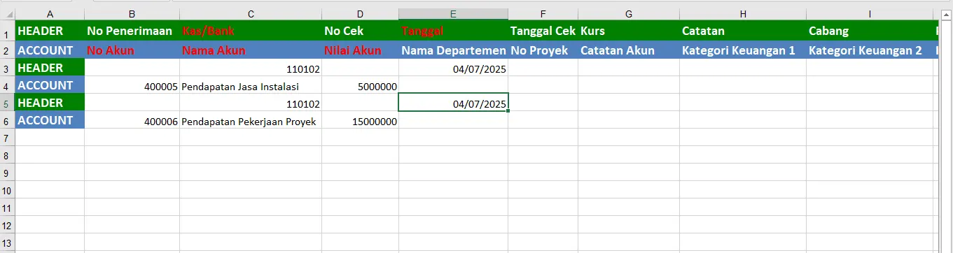 mencatat impor penerimaan